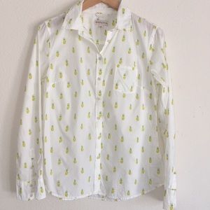 Merona Pineapple White Button Down Shirt - Small